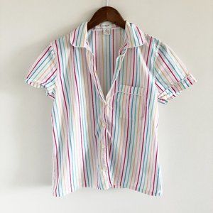 PRIDE 🏳️‍🌈 RAINBOW J. Crew Rainbow Stripe Collar Button-Down Top Cotton Poplin S